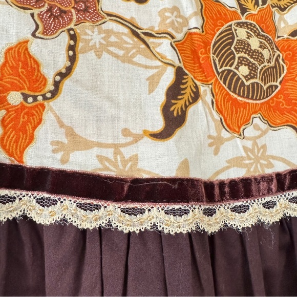 Vintage 90's Ethnic Floral Printed Tiered Flare Skirt Size S - Picture 2 of 3